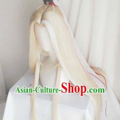Handmade China Traditional Puppet Show Taoist Priest Hairpieces Ancient Royal Prince Headdress Cosplay Noble Childe Golden Wigs and Hair Crown