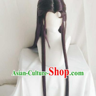 Handmade China Traditional Puppet Show Royal Prince Hairpieces Ancient Swordsman Headdress Cosplay Moon King Brown Wigs