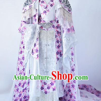 Custom China Cosplay Swordsman Printing Flowers Outfits Puppet Show Noble Childe Clothing Ancient Royal Highness Garment Costumes