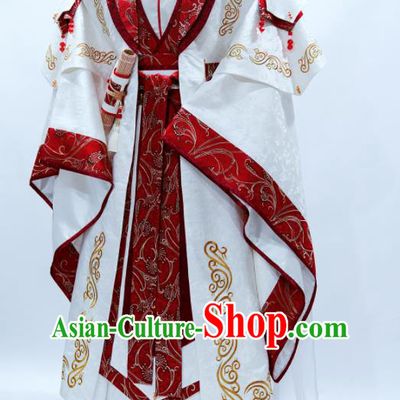 Custom China Puppet Show Emperor Mo Lisao Clothing Ancient Royal Highness Garment Costumes Cosplay Monarch White Outfits