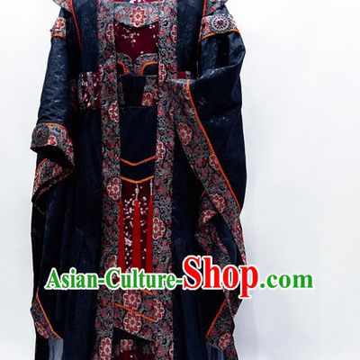 Custom China Cosplay Monarch Black Outfits Puppet Show Emperor Shangguan Hongxin Clothing Ancient Royal Highness Garment Costumes