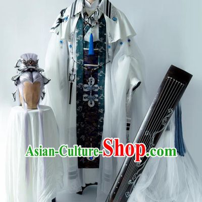Custom China Ancient Swordsman Garment Costumes Cosplay Swords Immortal Outfits Puppet Show Crown Prince Clothing