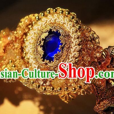 Chinese Cosplay Infanta Hair Accessories Ancient Princess Golden Hair Crown Headwear Traditional Puppet Show Goddess Headpieces