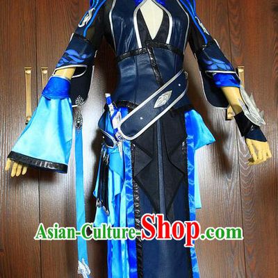Top Chinese Traditional Online Game Heroine Leather Dress Apparels Cosplay Female General Garment Costumes Ancient Swordswoman Clothing