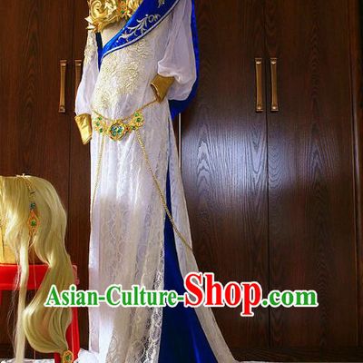 Top Chinese Ancient Swordswoman Clothing Traditional Online Game Heroine Lace Dress Apparels Cosplay Princess Su Mansha Garment Costumes