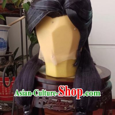 Chinese Ancient Princess Brown Wigs Headwear Traditional Puppet Show Young Lady Ying Huo Hairpieces Cosplay Fairy Hair Accessories