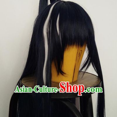 Chinese Handmade Puppet Show Young Hero Headdress Traditional Cosplay Swordsman Wigs Hairpieces Ancient Warrior Periwig Hair Accessories