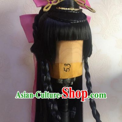 China Traditional Puppet Show Feng Cailing Hair Accessories Cosplay Fairy Princess Hairpieces Ancient Young Lady Wigs and Hair Crown