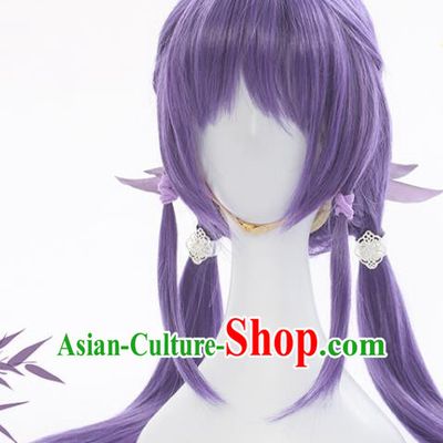 Handmade Cosplay Fairy Hairpieces Ancient Young Lady Purple Wigs Traditional Game Dou Luo Da Lu Bai Chenxiang Hair Accessories