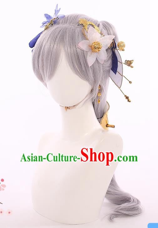 Handmade Demon Angel Grey Wigs Traditional Game Princess Hair Accessories Cosplay Fairy Hairpieces Handmade Demon Angel Grey Wigs Traditional Game Princess Hair Accessories Cosplay Fairy Hairpieces