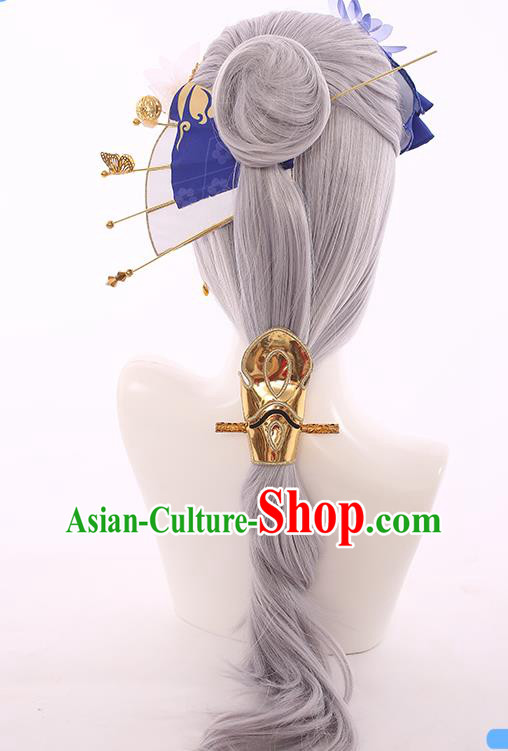 Handmade Demon Angel Grey Wigs Traditional Game Princess Hair Accessories Cosplay Fairy Hairpieces Handmade Demon Angel Grey Wigs Traditional Game Princess Hair Accessories Cosplay Fairy Hairpieces