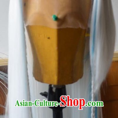 Chinese Ancient Swordsman Periwig Hair Accessories Handmade Cosplay Elderly Male Headdress Traditional Puppet Show White Wigs Hairpieces
