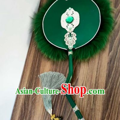 Custom Chinese Cosplay Performance Green Circular Fan Puppet Show Fans Props Handmade Swordsman Fan Accessories