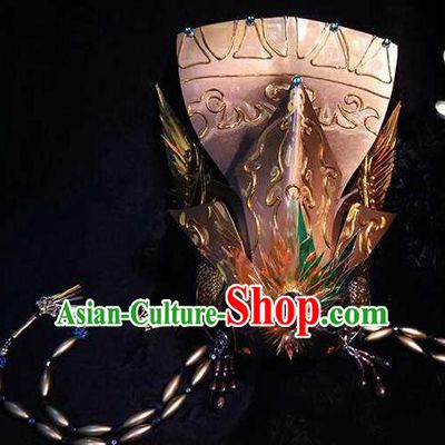 Chinese Ancient Emperor Hair Accessories Handmade Cosplay Swordsman Headpieces Traditional Puppet Show King Hair Crown