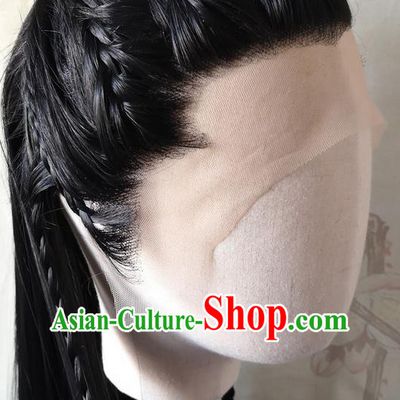 Chinese Drama Word of Honor Front Lace Wigs Headdress Ancient Noble Childe Hair Accessories Handmade Cosplay Swordsman Hairpieces