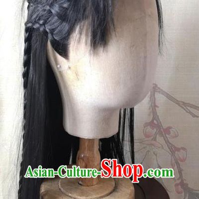 Chinese Traditional Hanfu Front Lace Wigs Headdress Ancient Prince Hair Accessories Handmade Cosplay Swordsman Li Chengye Hairpieces