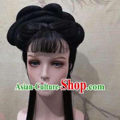 China Traditional Opera Hua Tan Hair Accessories Cosplay Noble Lady Bangs Wigs Headwear Ancient Princess Hairpieces
