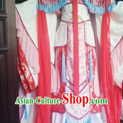 Custom Chinese Puppet Show Feng Cailing Pink Dress Outfits Ancient Empress Clothing Cosplay Fairy Queen Garment Costumes