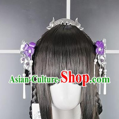 China Ancient Young Lady Hairpieces Traditional Game Role Princess Hair Accessories Cosplay Fairy Bangs Wigs and Hair Crown Headwear