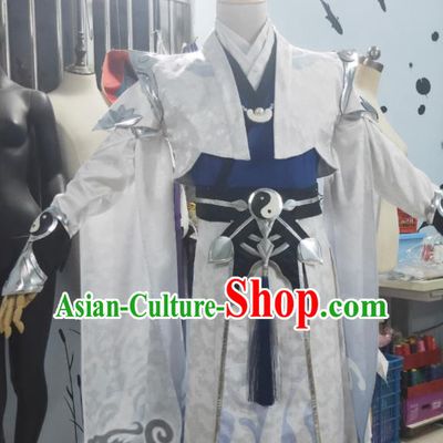 China Traditional JX Online Taoist Priest Li Wangsheng Garment Costumes Cosplay Swordsman Apparels Ancient Young General Clothing