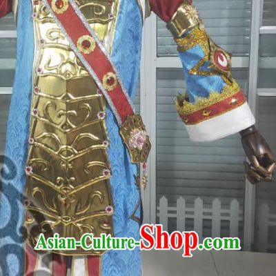 Professional Halloween Performance Blue Fashion Cartoon Role Demon King Garment Costumes Cosplay Count Clothing and Hat