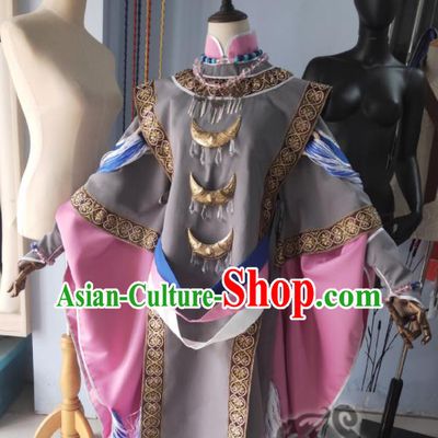 Custom Chinese Cosplay Palace Beauty Garment Costumes Traditional Puppet Show Fei Lu Pink Dress Outfits Ancient Swordswoman Clothing