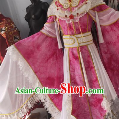 Custom Chinese Traditional Puppet Show Feng Piaopiao Pink Dress Outfits Ancient Palace Beauty Clothing Cosplay Fairy Princess Garment Costumes