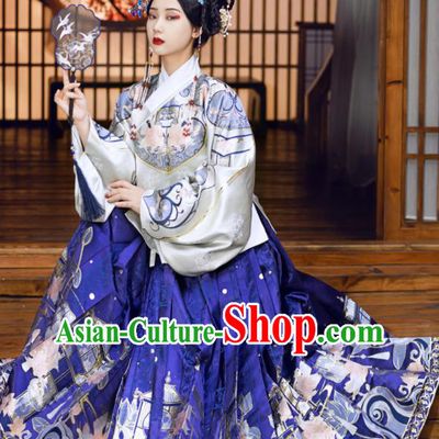 China Ming Dynasty Palace Hanfu Dress Apparels Traditional Court Woman Historical Clothing Ancient Imperial Consort Garment Costumes