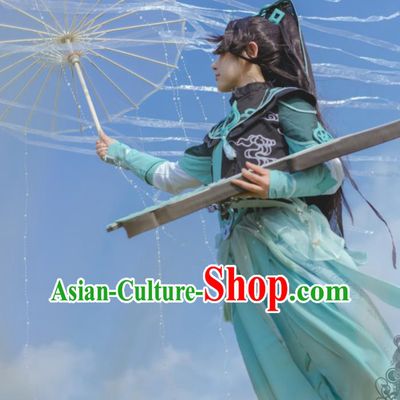 China Traditional JX Online Chivalrous Kawaler Garment Costumes Cosplay Swordsman Blue Apparels Ancient Crown Prince Clothing