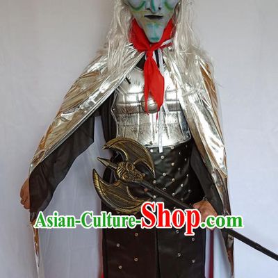 Top Journey to the West Silvery Horn King Cape Apparels Cosplay Monster Clothing Halloween Fancy Ball Garment Costume