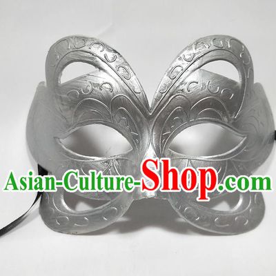 Handmade Halloween Male Headdress Cosplay Warrior Argent Mask Masque Face Accessories Stage Show Decorations