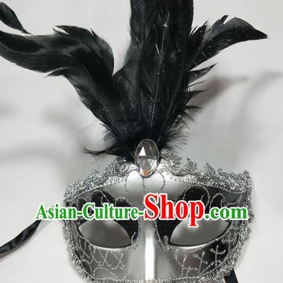 Handmade Cosplay Angel Grey Mask Masque Face Accessories Halloween Feather Headdress