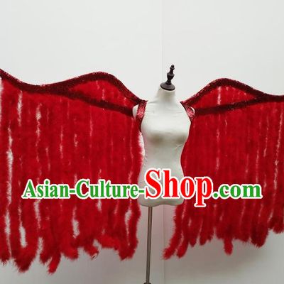 Top Cosplay Angel Props Stage Show Red Feather Tassel Wings Brazilian Carnival Accessories Halloween Catwalks Decorations