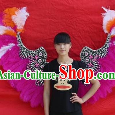 Top Brazilian Carnival Accessories Halloween Catwalks Decorations Cosplay Angel Props Stage Show Rosy Feather Butterfly Wings