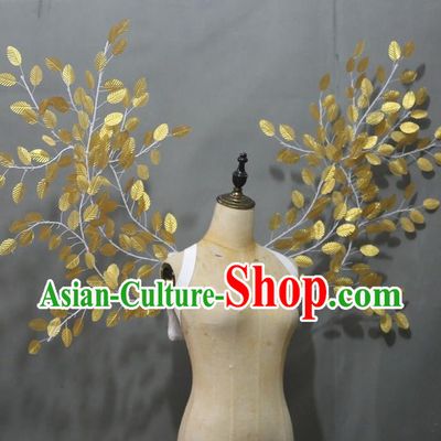 Top Brazilian Parade Accessories Halloween Catwalks Back Decorations Cosplay Angel Branch Props Opening Dance Golden Leaf Wings