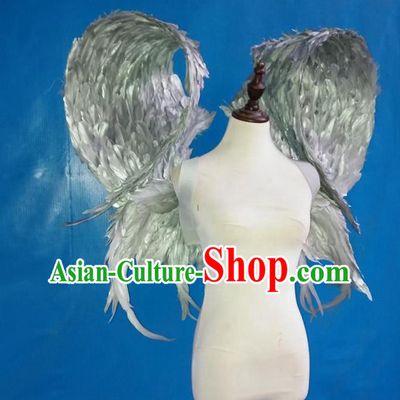 Top Halloween Cosplay Back Decorations Miami Angel Props Opening Dance Silvery Feather Wings Brazilian Parade Catwalks Accessories