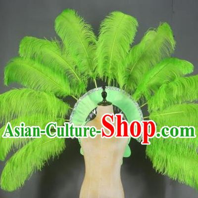 Top Stage Show Green Ostrich Feather Wings Brazilian Parade Accessories Halloween Cosplay Deluxe Back Decorations Miami Angel Catwalks Props