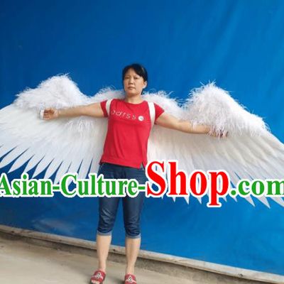 Top Opening Dance Deluxe White Feather Wings Brazilian Parade Catwalks Accessories Halloween Cosplay Back Decorations Miami Angel Props