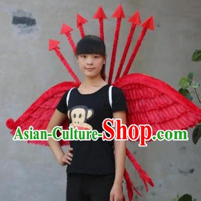 Top Miami Catwalks Red Feather Props Stage Show Angel Wings Opening Dance Back Accessories Brazil Parade Decorations