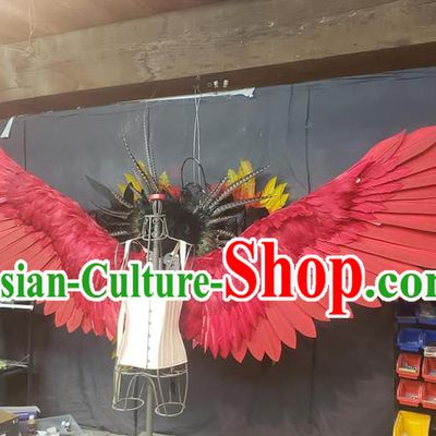 Top Catwalks Deluxe Red Feather Props Stage Show Electric Wings Cosplay Angel Accessories Brazil Parade Back Decorations