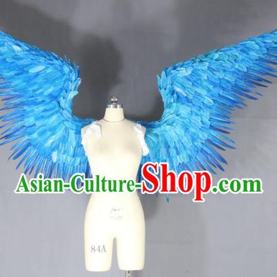 Top Brazil Parade Back Decorations Opening Dance Blue Feather Props Stage Show Angel Wings Miami Catwalks Accessories