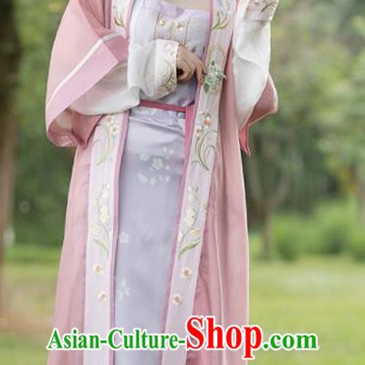 China Traditional Noble Lady Pink Hanfu Dress Uniforms Ancient Young Beauty Garment Costumes Song Dynasty Princess Historical Clothing