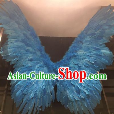 Top Brazil Parade Back Decorations Halloween Cosplay Blue Feather Butterfly Props Stage Show Angel Wings Miami Catwalks Accessories