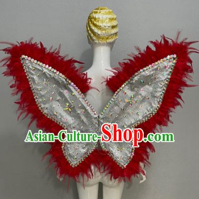Top Brazil Parade Back Decorations Samba Dance Red Feather Wing Props Stage Show Butterfly Wings Miami Catwalks Accessories