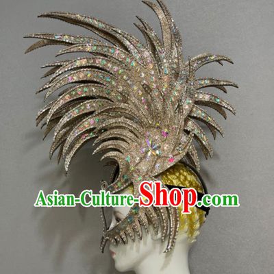 Custom Samba Dance Hair Accessories Catwalks Giant Hair Crown Halloween Opening Dance Headdress Brazil Parade Face Mask