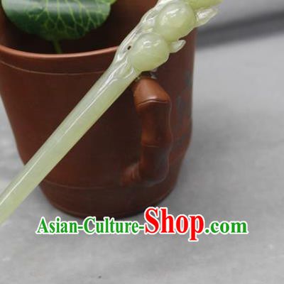 China Handmade Jade Carving Peach Hairpin Traditional Hair Accessories Cheongsam Headpiece Ancient Swordswoman Hair Stick