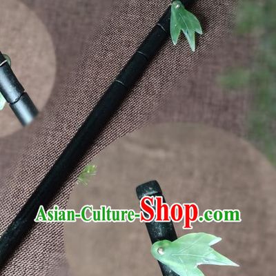 China Handmade Jade Carving Bamboo Hairpin Traditional Hair Accessories Cheongsam Hair Stick Classical Headwear