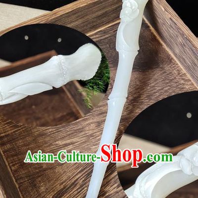 China Traditional Hanfu Hair Accessories Ancient Princess Hair Stick Han Dynasty Court Woman Headpiece Handmade Jade Carving Bamboo Hairpin
