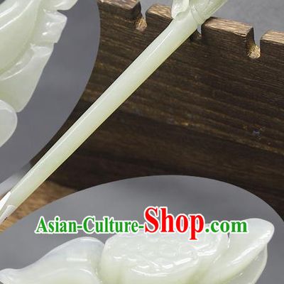 China Handmade Jade Carving Mangnolia Hairpin Traditional Cheongsam Hair Accessories Women Hair Stick Classical Headpiece