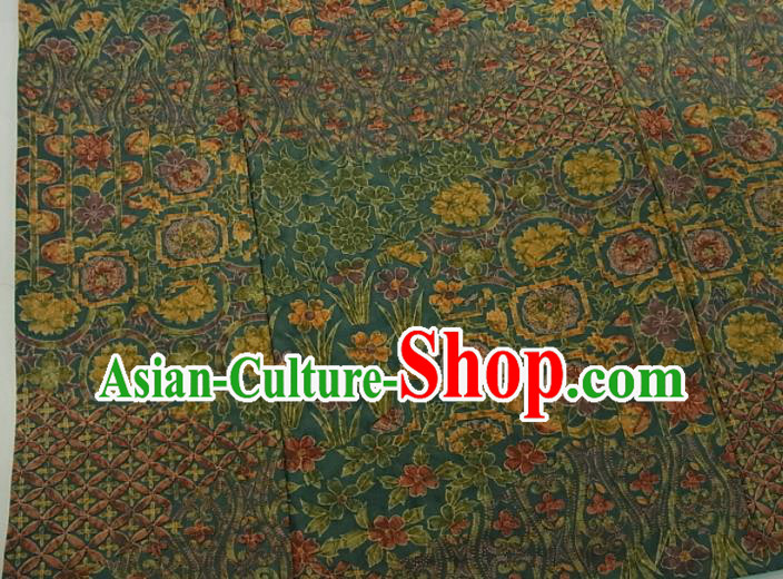 Japanese Classical Flowers Pattern Tsukesage Kimono Female Deep Green Yukata Dress Traditional Festival Clothing Japanese Classical Flowers Pattern Tsukesage Kimono Female Deep Green Yukata Dress Traditional Festival Clothing